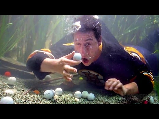 Adam Sandler takes a dive in a golf course - YouTube